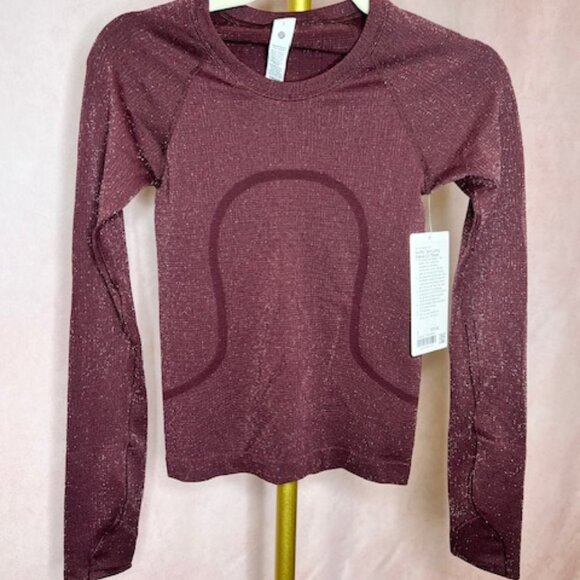 Lululemon Swiftly Tech Long Sleeve 2.0 Race Shirt Maroon Sparkly NTW - Picture 2 of 11